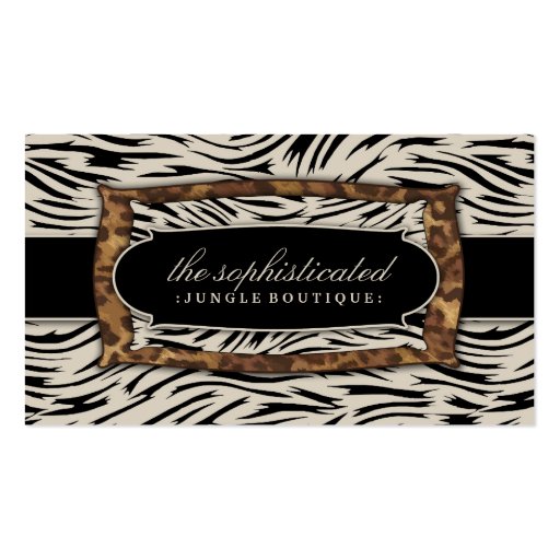 311 Sophisticated Jungle Zebra Business Card Template (front side)
