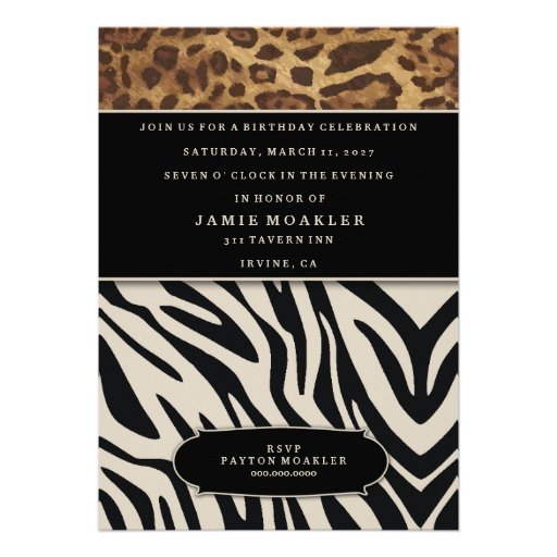 311-Sophisticated Jungle Zebra Custom Invite