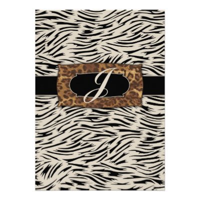311-Sophisticated Jungle Zebra Monogram Personalized Invitation