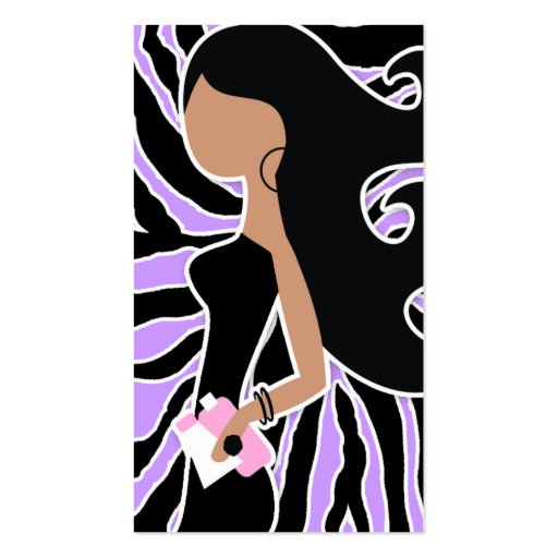 311-Spa Fashionista Purple Zebra Long Hair Business Card
