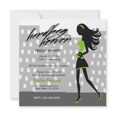 311-Stylish City Girl | Lime Green Personalized Announcements by Jill311