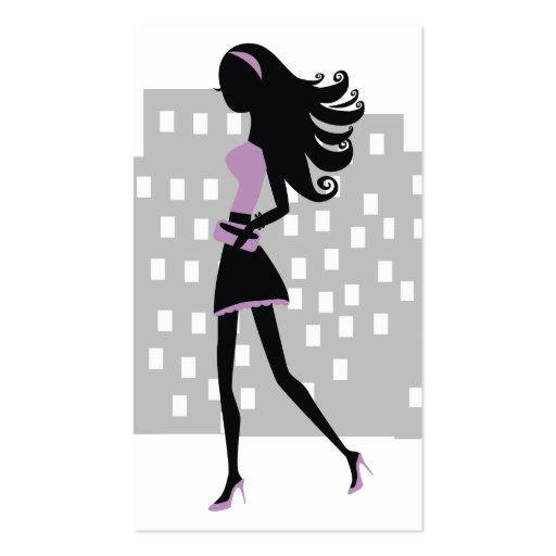 311-Stylish City Girl | Sizzling Lilac Business Cards (front side)