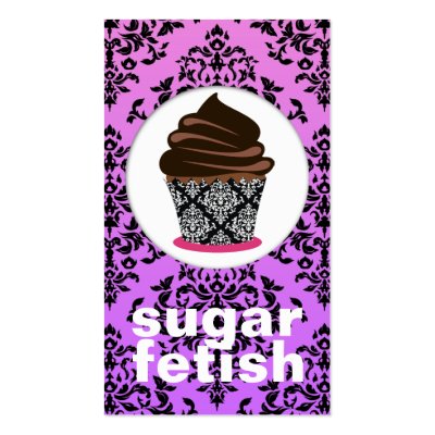 311-Sugar Fetish | Chocolate & Lilac  Damask Business Card by Jill311