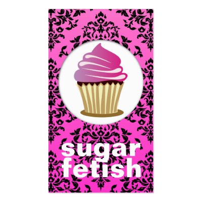 311-Sugar Fetish | Pink Swirl Hot Pink  Damask Business Cards by Jill311