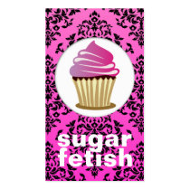 311-Sugar Fetish | Pink Swirl Hot Pink  Damask Business Cards