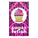 311-Sugar Fetish | Pink Swirl Hot Pink  Damask Business Cards