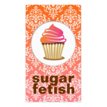 311-Sugar Fetish | Pink Swirl Orange Damask Business Card Template