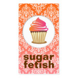 311-Sugar Fetish | Pink Swirl Orange Damask Business Card Template