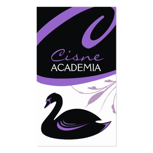 311-Swan Swirl | Purple Details Business Card Template (front side)