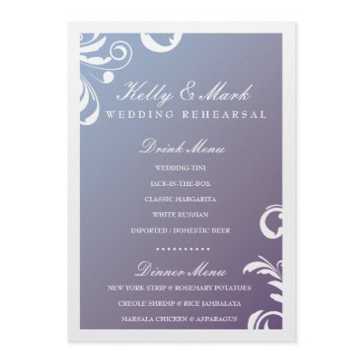 311-Swanky Swirl Dinner / Drink Menu Hydrangea Personalized Announcement by Jill311