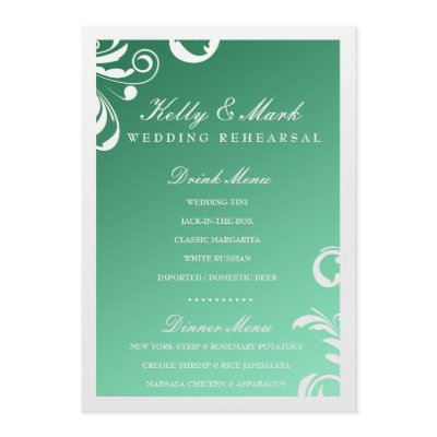 311-Swanky Swirl Dinner / Drink Menu Mint Delight Invitation by Jill311