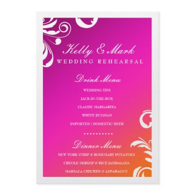 311-Swanky Swirl Dinner Drink Menu Wild Sunset Personalized Announcements by Jill311