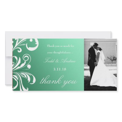 311-Swanky Swirls Thank You Photo Mint Delight Personalized Photo Card by Jill311