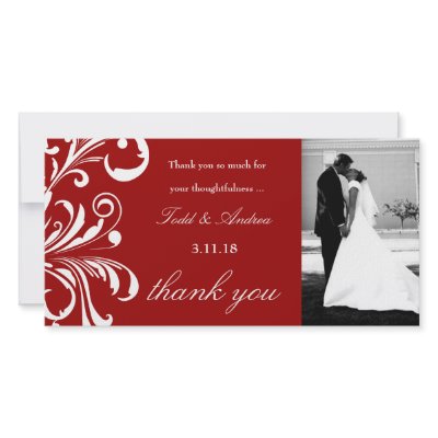 311-Swanky Swirls Thank You Photo Red Photo Cards by Jill311