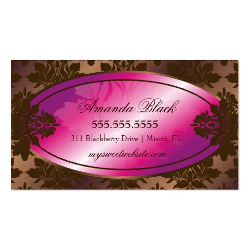 311-Sweet Blackberry ChocolateTruffle Damask Business Cards (back side)