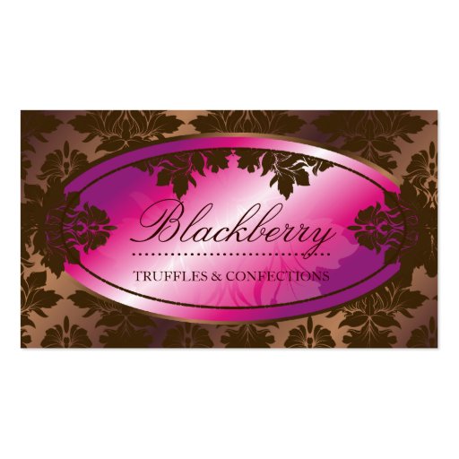 311-Sweet Blackberry ChocolateTruffle Damask Business Cards (front side)