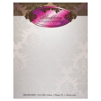 311-Sweet Blackberry  ChocolateTruffle Damask Letterhead Design by Jill311