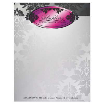 311-Sweet Blackberry Truffle Damask Custom Letterhead by Jill311
