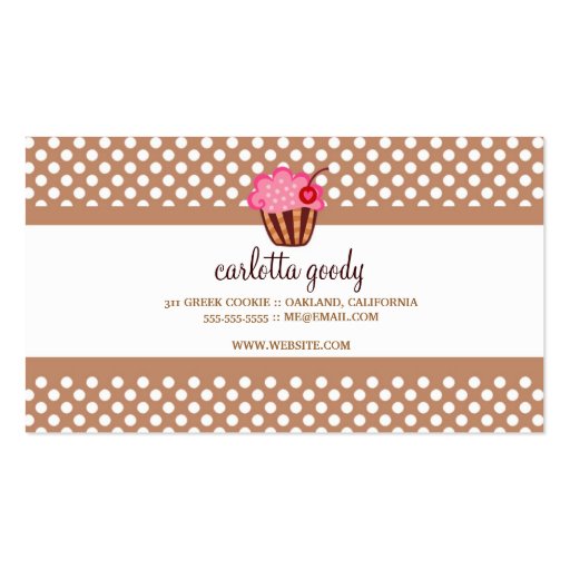 311 Sweet Cakes Cupcake Brown Business Cards (back side)