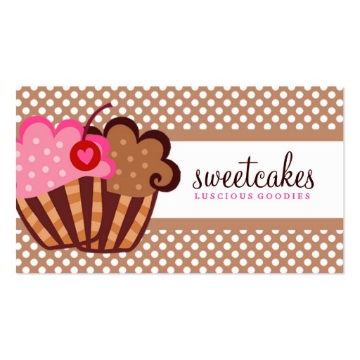 311 Sweet Cakes Cupcake Brown Business Cards (front side)