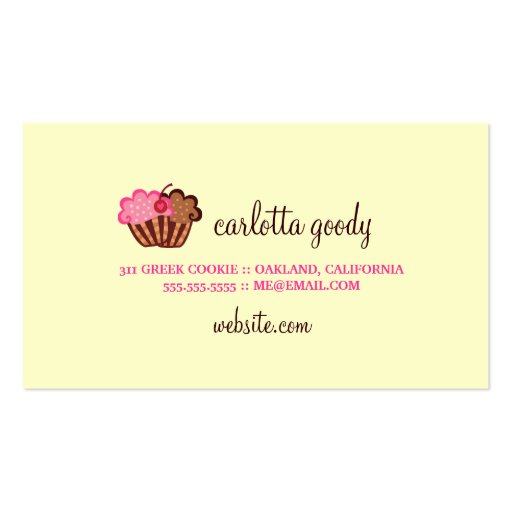 311 Sweet Cakes Cupcake Dots n Stripes Business Cards (back side)