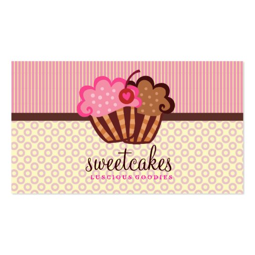 311 Sweet Cakes Cupcake Dots n Stripes Business Cards (front side)