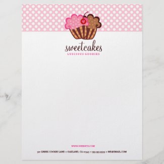 311-Sweet Cakes Cupcake Stationary letterhead