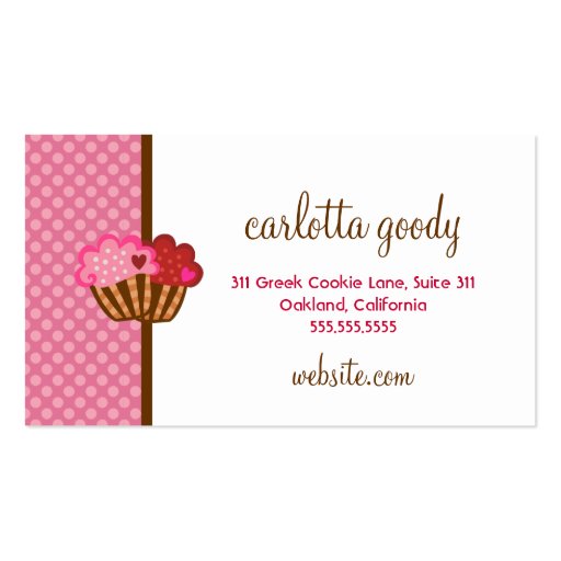 311 Sweet Cakes Cupcake Two Hearts Business Card Template (back side)