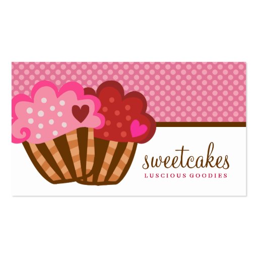 311 Sweet Cakes Cupcake Two Hearts Business Card Template (front side)