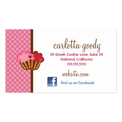 311 Sweet Cakes Cupcake Two Hearts Business Card (back side)