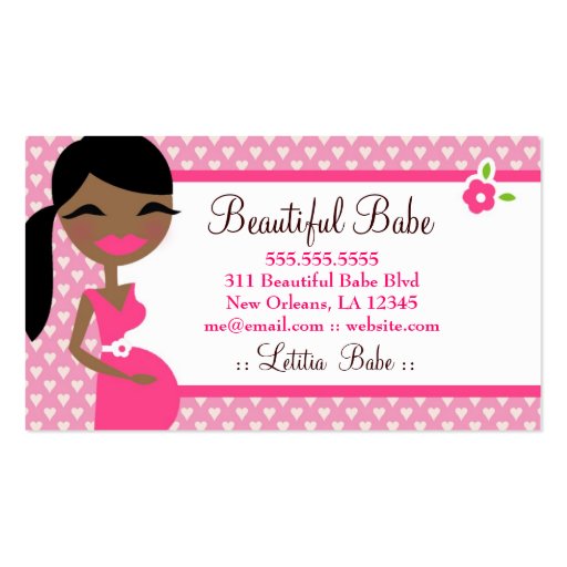 311 SWEET LETITIA HOTT PINK AFRICAN AMERICAN BUSINESS CARD (back side)