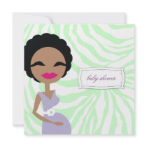 311-Sweet Pregnant Mommy Zebra - Ethnic Custom Announcements
