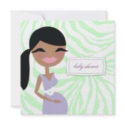 311-Sweet Pregnant Mommy Zebra - Ethnic Long Hair invitation