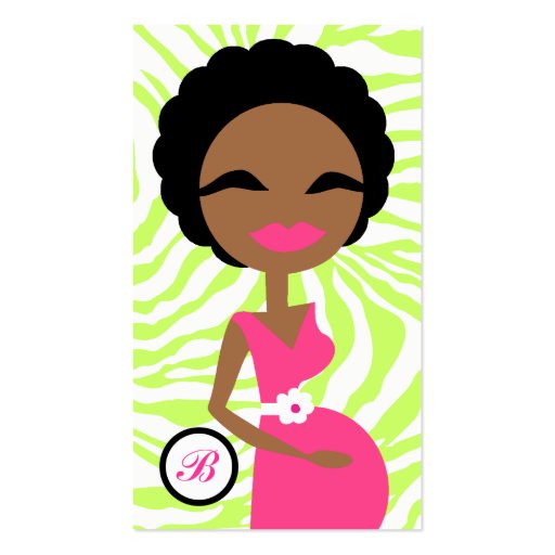 311-Sweet Pregnant Mommy Zebra Lime - Ethnic Business Card Template (front side)