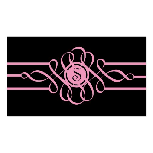 311-Sweet Tooth Pink Swirl | Black Business Card Templates (front side)