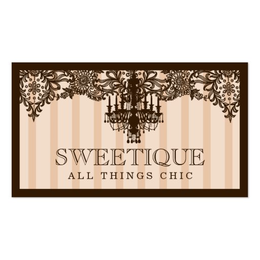 311 Sweetique Brown Cream & Espresso Chandelier Business Card Templates (front side)