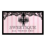 311 Sweetique Pink Stripes & Lace Chandelier Business Card