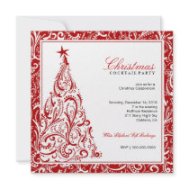 311-Swirly Colorful Christmas Tree | Red Invitations
