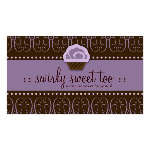 311 Swirly Sweet Purple Chocolate Business Card Template (front side)