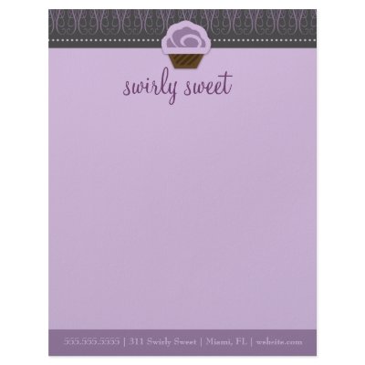 311 Swirly Sweet Purple Gray Custom Letterhead by Jill311