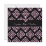 311-Teodora Pink et Black Damask Invitation