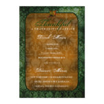 311-Thankful Green Damask Dinner / Drink Menu Personalized Announcement