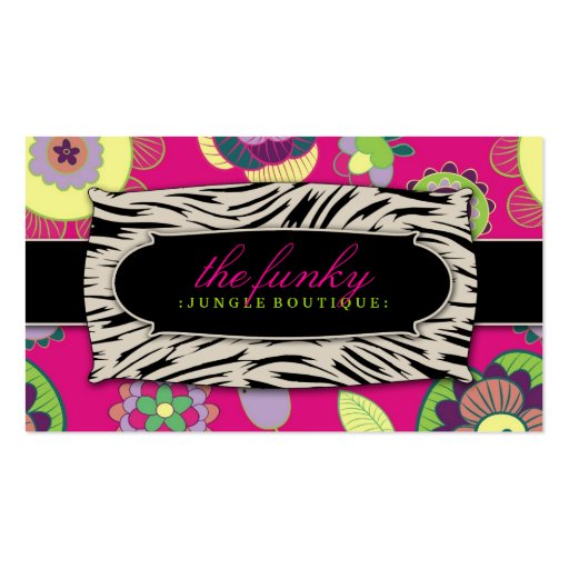 311-The Funky Jungle | Pink Flowers Business Card Template