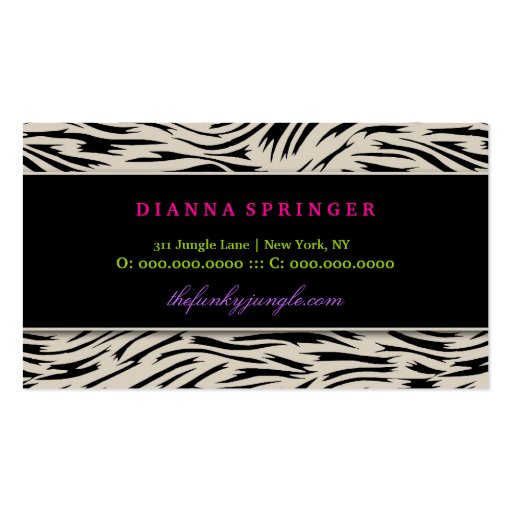 311-The Funky Jungle | Purple Flowers Business Card Templates (back side)