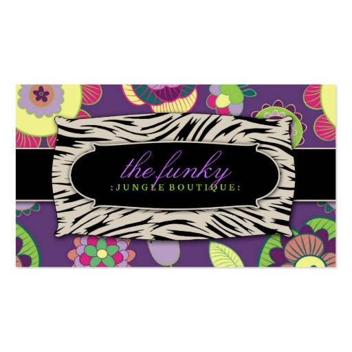 311-The Funky Jungle | Purple Flowers Business Card Templates