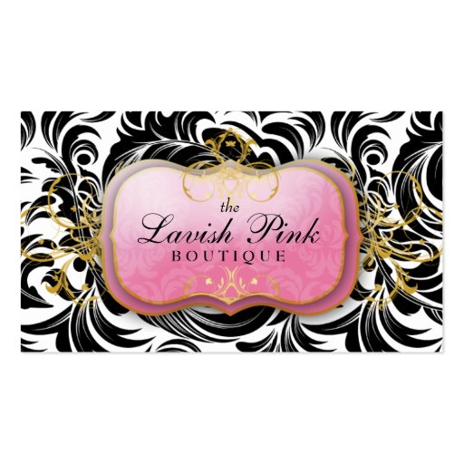 311-The Lavish Pink Plate | Black Leaves Business Cards (front side)