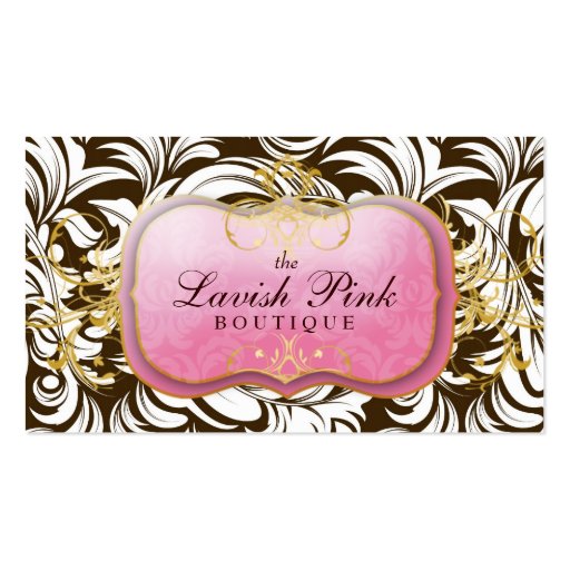 311-The Lavish Pink Plate | Brown Background Business Card Templates