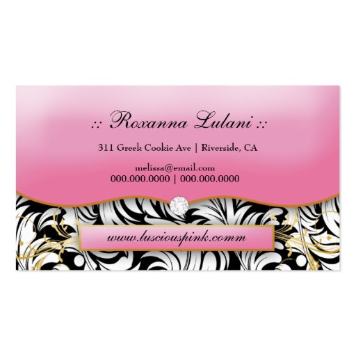 311-The Lavish Pink Plate | Diamond Business Card Templates (back side)