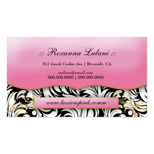 311 The Lavish Pink Plate White Leaves Business Card (back side)