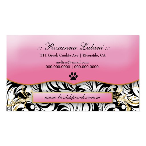 311-The Lavish Pooch | White Leaves Business Card Template (back side)